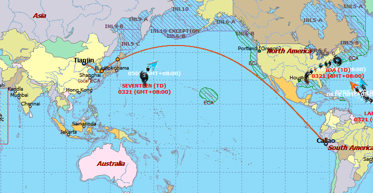 Sailing Schedule from China to WCSA Sept 2021